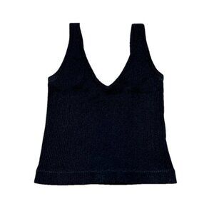 AURA Ribbed V-Neck Tank Top Small Stretchy Casual Lounge Basic sleeveless